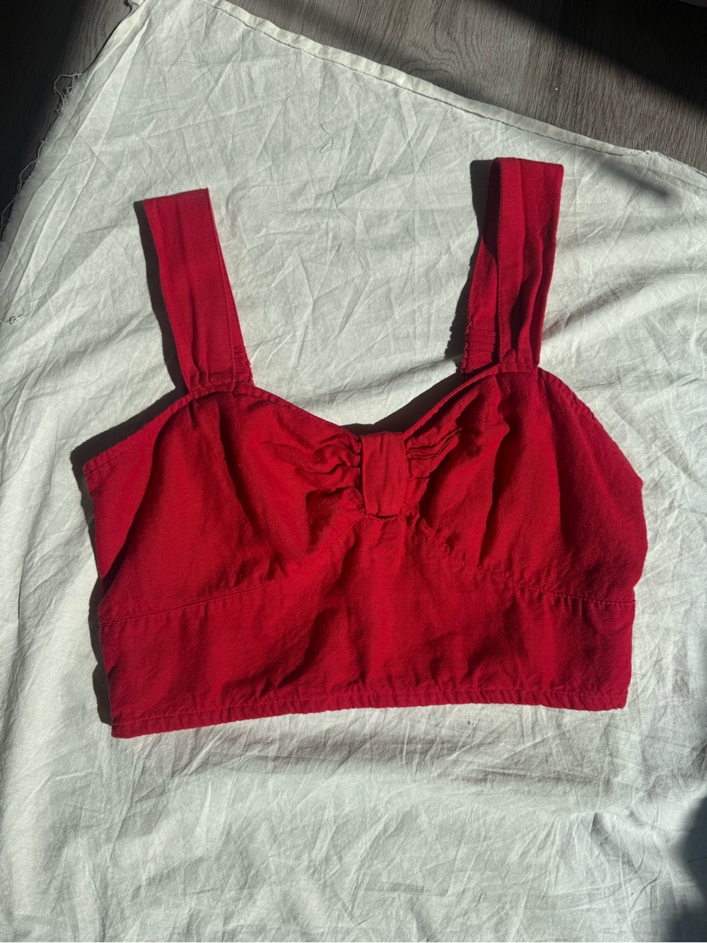 Red Women's Bow Front Bralette Cropped Tank Top